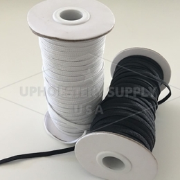 5/32" (4mm) Flat Braided Thatch Elastic - 45 Yard (Black) or 55 Yard (White) Rolls - 5 Roll Set - CLEARANCE ITEM